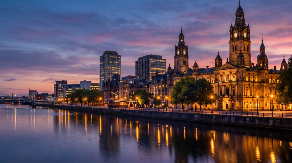 Glasgow City Chambers at dusk