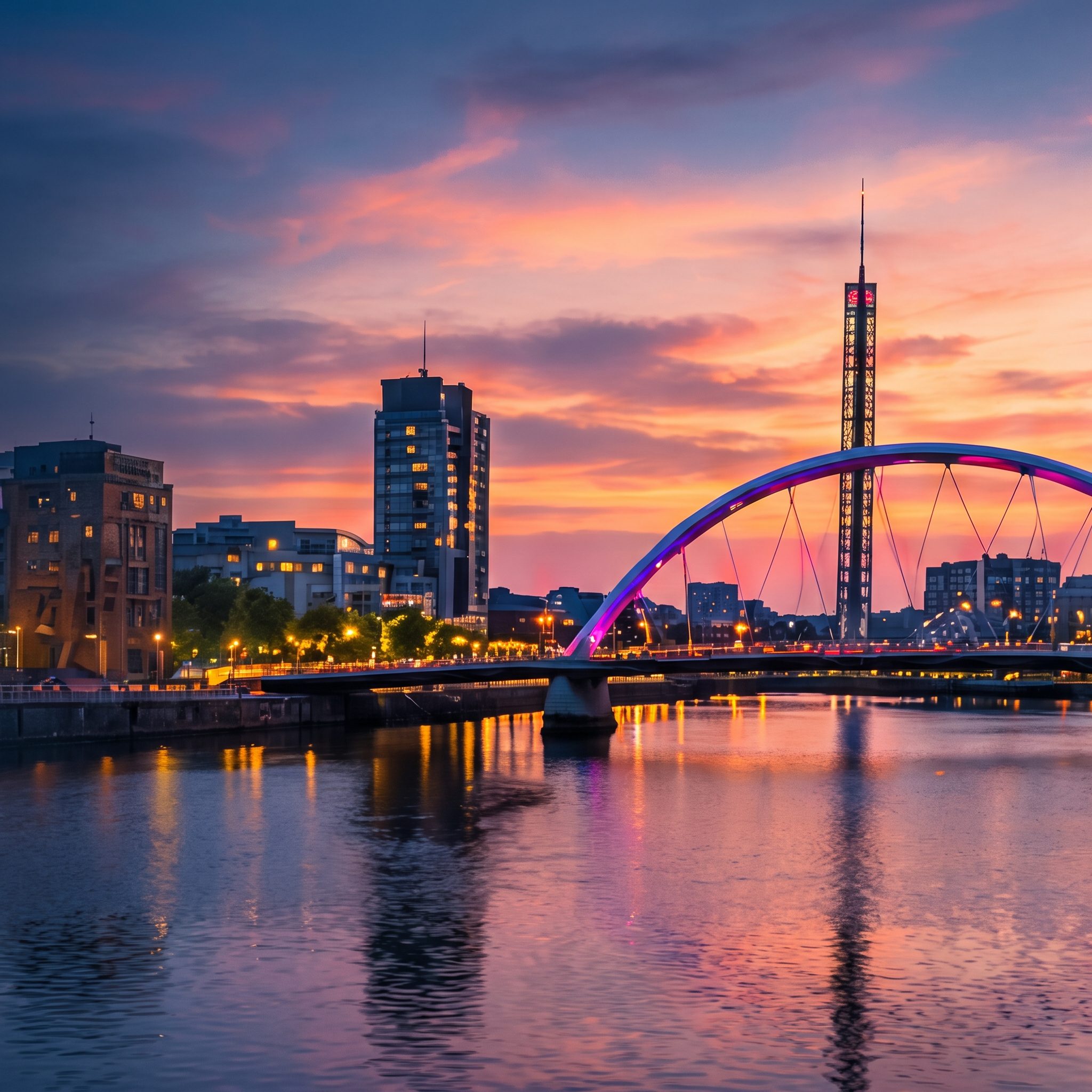 Clyde Arc bridge at sunset