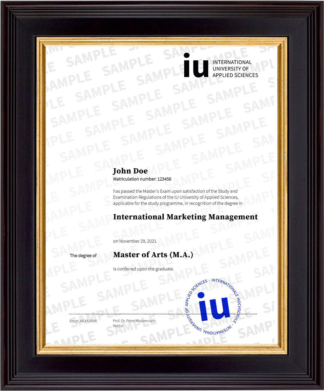 Masters Sample Certificate
