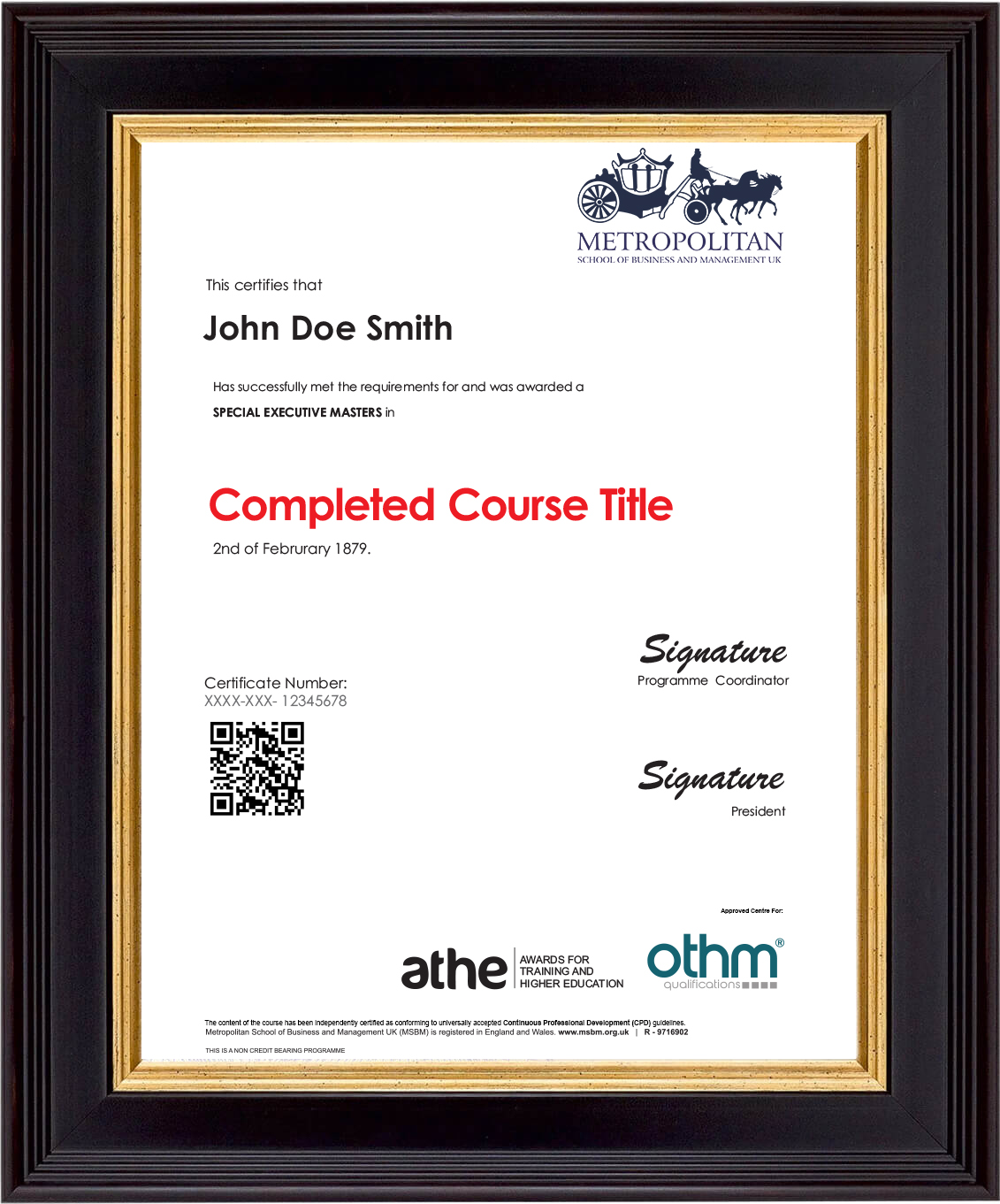 SEMP Dubai Sample Certificate