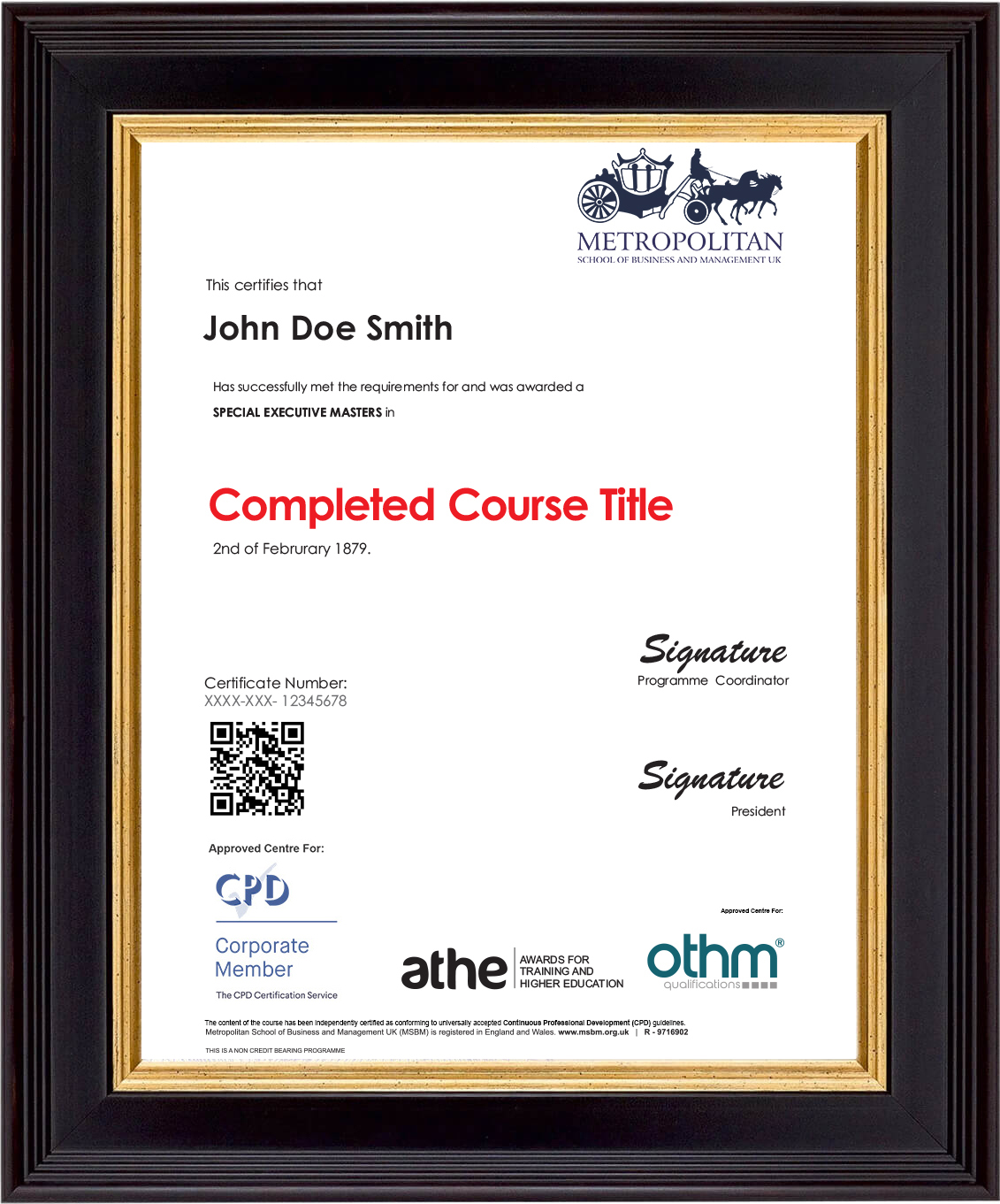 SEMP Dubai Sample Certificate